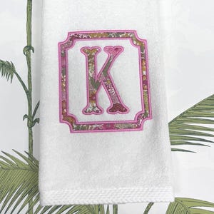 Embroidered Hand Towel Monogrammed Guest Towel Liberty London Applique Towel for Wedding Gift or Registry Bathroom Towels Customized