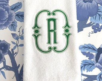 Embroidered Hand Towel Monogrammed Guest Towel Liberty London Applique Towel for Wedding Gift or Registry Bathroom Towels Customized