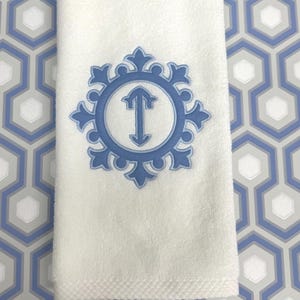 Embroidered Hand Towel Monogrammed Guest Towel Liberty London Applique Towel for Wedding Gift or Registry Bathroom Towels Customized