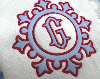 Embroidered Hand Towel Monogrammed Guest Towel Liberty London Applique Towel for Wedding Gift or Registry Bathroom Towels Customized