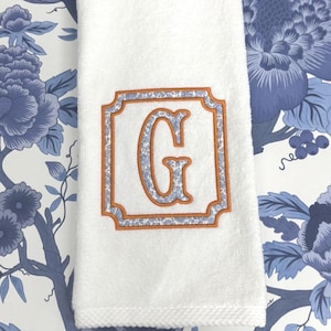 Embroidered Hand Towel Monogrammed Guest Towel Liberty London Applique Towel for Wedding Gift or Registry Bathroom Towels Customized