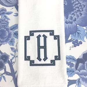 Embroidered Hand Towel Monogrammed Guest Towel Liberty London Applique Towel for Wedding Gift or Registry Bathroom Towels Customized
