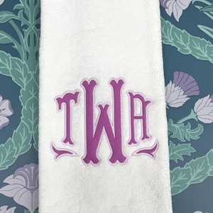 Embroidered Hand Towel Monogrammed Guest Towel Liberty London Applique Towel for Wedding Gift or Registry Bathroom Towels Customized