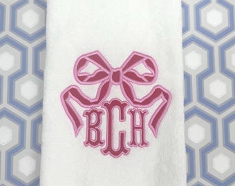 Embroidered Hand Towel Monogrammed Guest Towel Liberty London Applique Towel for Wedding Gift or Registry Bathroom Towels Customized