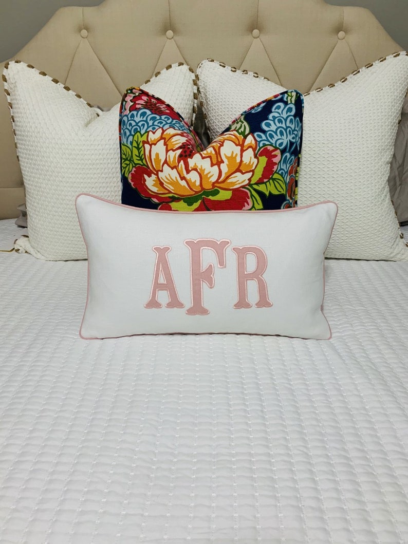 Embroidered Applique Pillow Cover-Personalized Pillow-Monogrammed Pillow