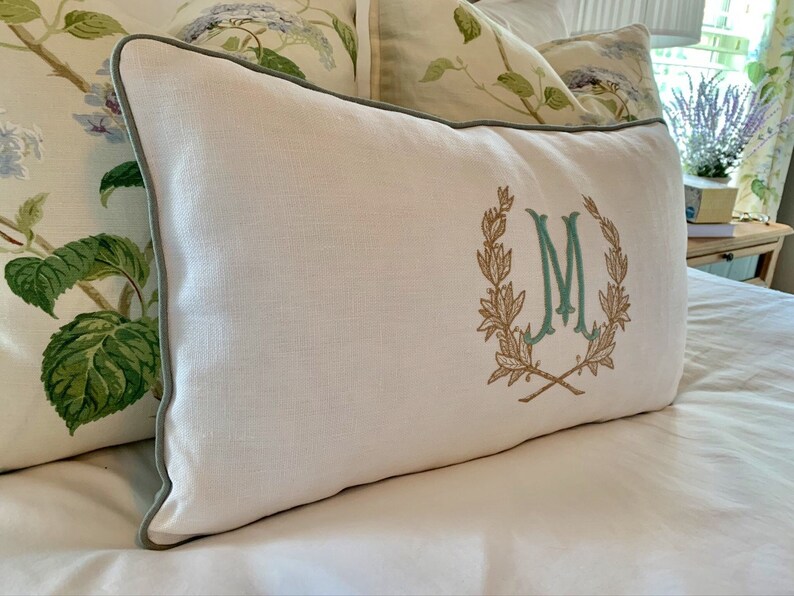 Large Monogram Pillow CoverEmbroidered PillowPersonalized Etsy
