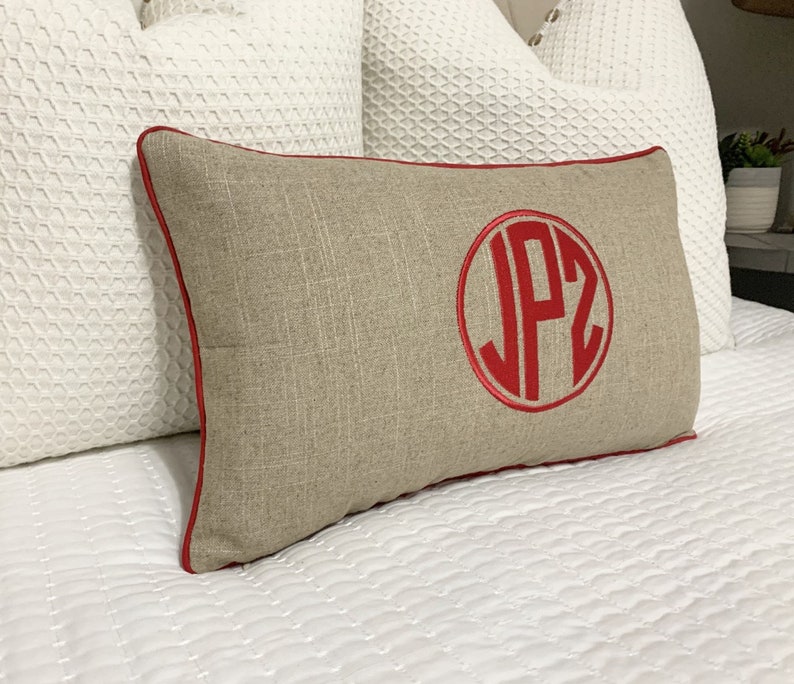Large Monogram Pillow CoverEmbroidered PillowPersonalized Etsy