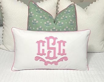 Monogram Pillow-Monogram Appliqué Pillow Cover- Embroidered Pillow-Personalized Pillow