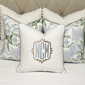 Large Monogram Pillow Cover-embroidered Pillow-personalized 