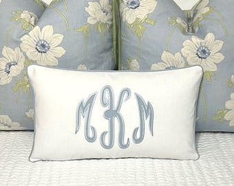 Large Monogram Applique Pillow Cover-Embroidered Pillow-Large Lumbar Pillow-Queen/King Bed Pillow-Accent Pillow