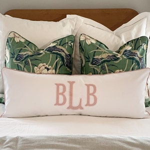 Large Monogram Applique Pillow Cover-Embroidered Pillow-Large Lumbar Pillow-Queen/King Bed Pillow-Accent Pillow