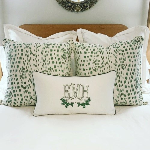 Large Monogram Applique Pillow Coverembroidered Etsy