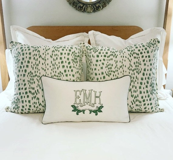 Large Monogram Pillow Cover embroidered Pillow personalized Pillow large Lumbar Pillow accent Pillow Etsy