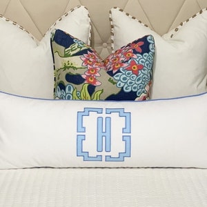 Large Monogram Applique Pillow Cover-Embroidered Pillow-Personalized Pillow-Large Lumbar Pillow-Queen/King Bed Pillow-Accent Pillow