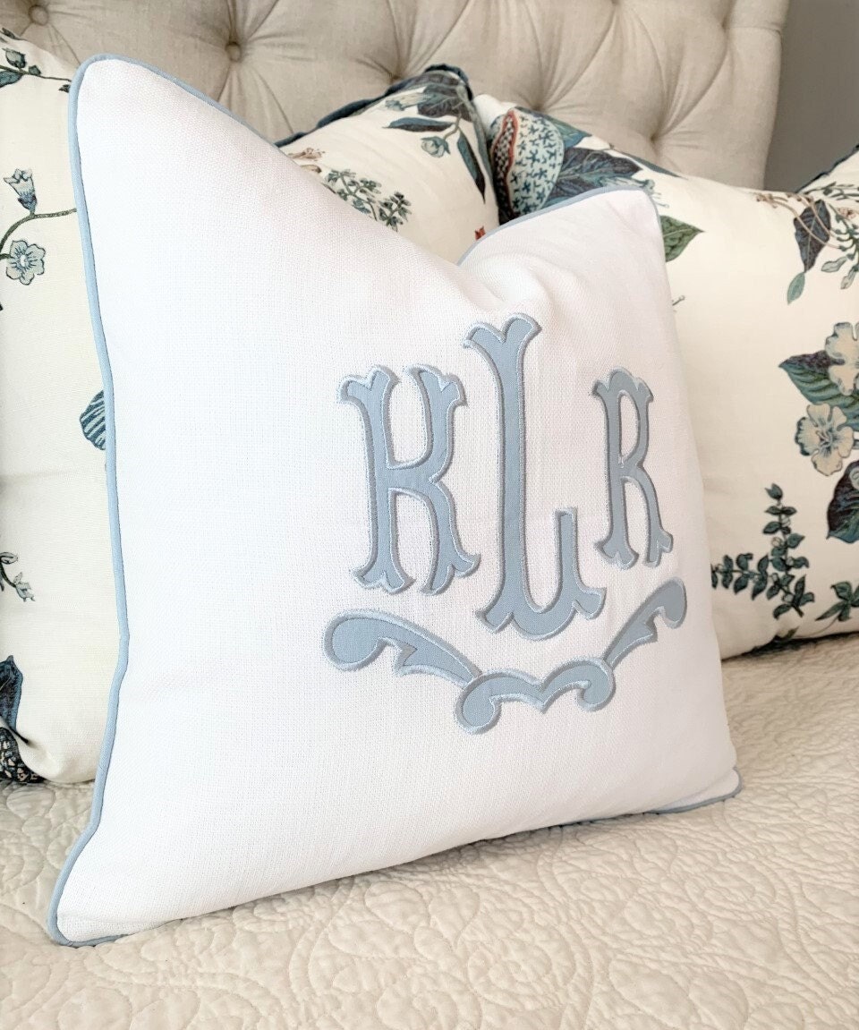 Large Monogram Applique Pillow Cover-embroidered - Etsy