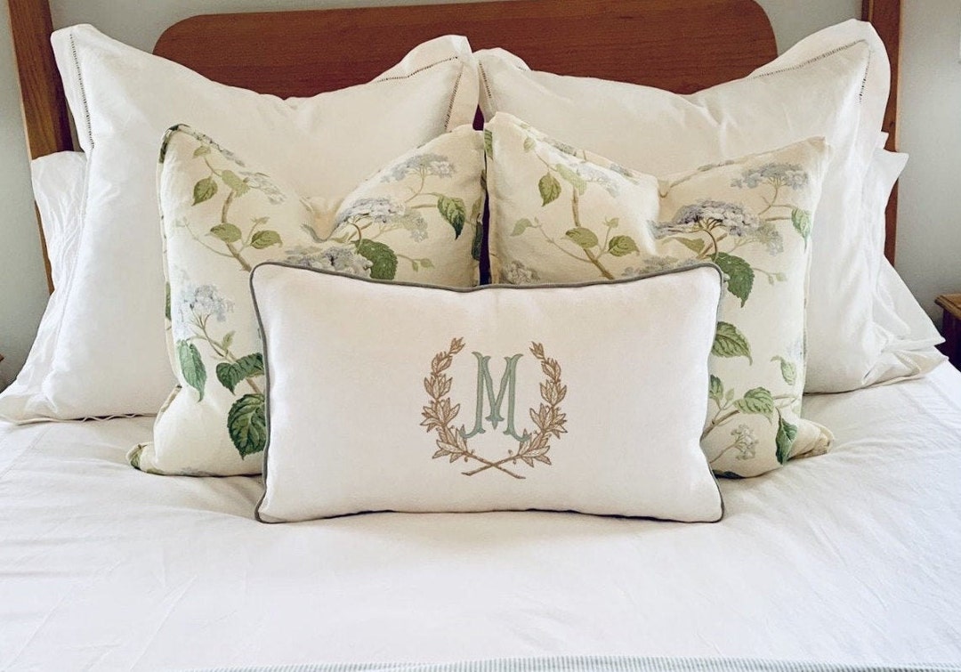 Large Monogram Pillow Coverembroidered Pillowpersonalized Pillow