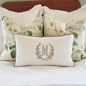 Large Monogram Pillow Cover-Embroidered Pillow-Personalized Pillow-Large Lumbar Pillow--Farmhouse Pillow-Accent Pillow