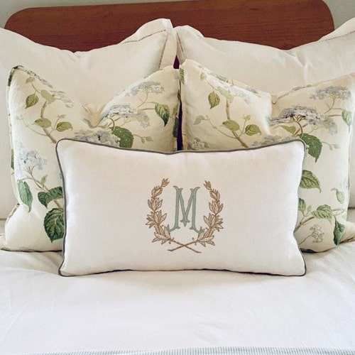 Monogrammed Lumbar Pillow Cover Etsy