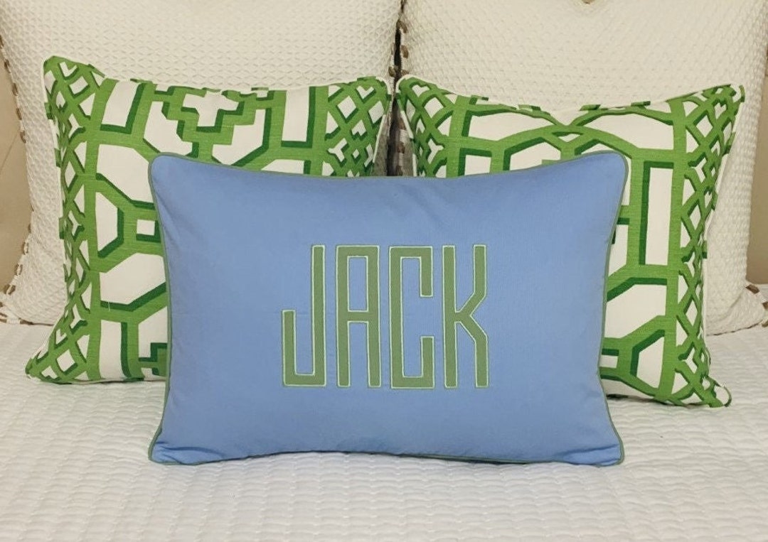 Monogram Appliqué Pillow Coverpersonalized Pillowmonogram Etsy