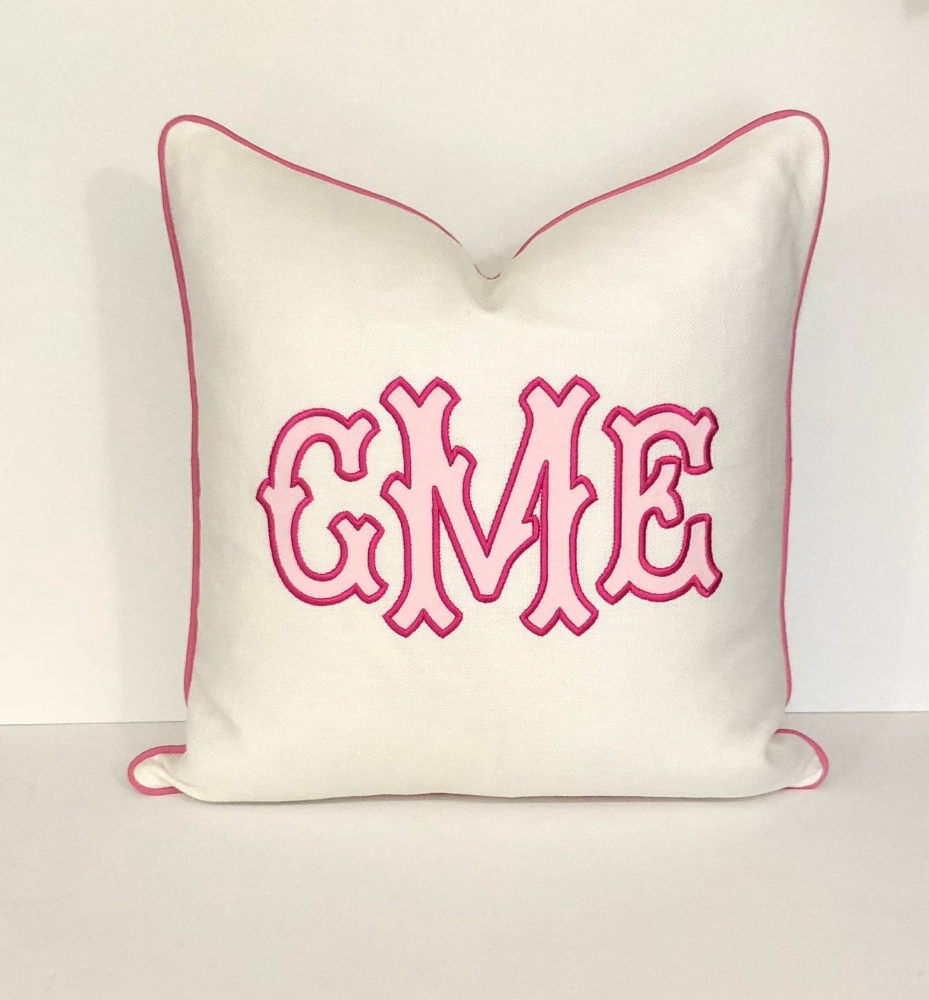 applique monogram pillow