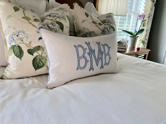 Monogrammed pillows cheap for bed