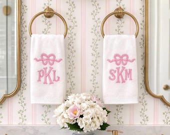 Embroidered Hand Towel Monogrammed Guest Towel Liberty London Applique Towel for Wedding Gift or Registry Bathroom Towels Customized