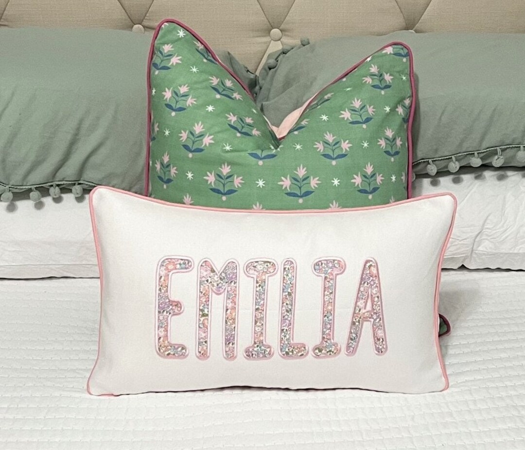 Large Monogram Applique Pillow Covername Pillowembroidered Pillow
