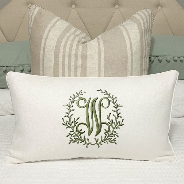 Embroidered Lumbar Pillow Etsy