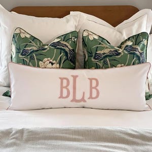 Large Monogram Applique Pillow Cover-Embroidered Pillow-Large Lumbar Pillow-Queen/King Bed Pillow-Accent Pillow