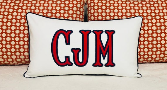applique monogram pillow