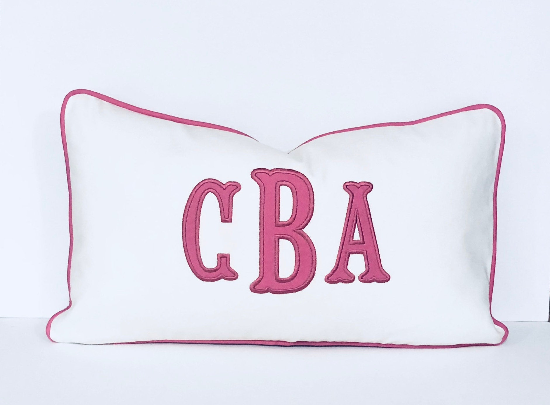 Embroidered Applique Pillow Cover Applique Monogram Pillow Cover