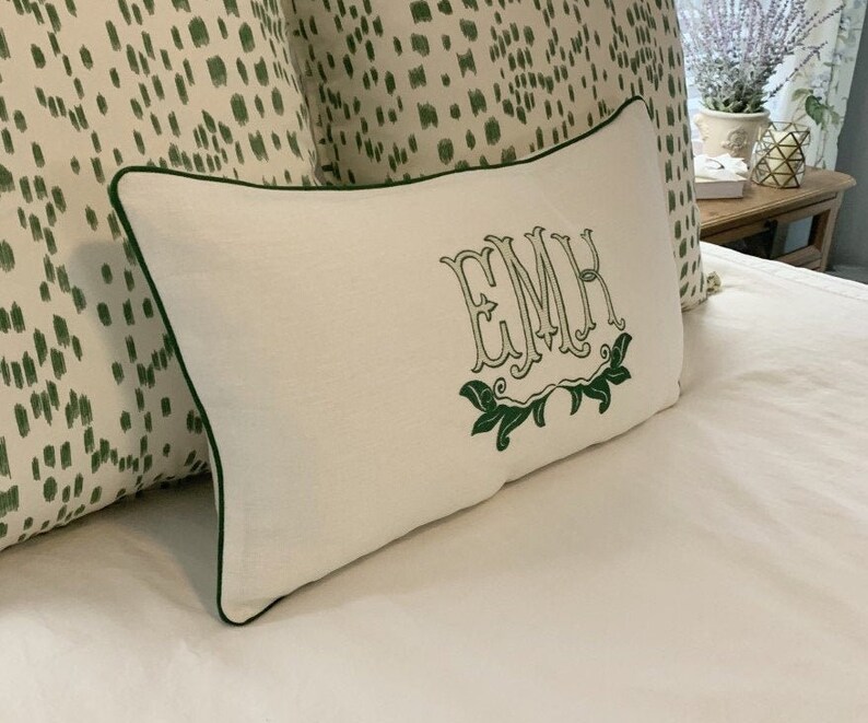 Large Monogram Pillow Coverembroidered Pillowpersonalized Etsy