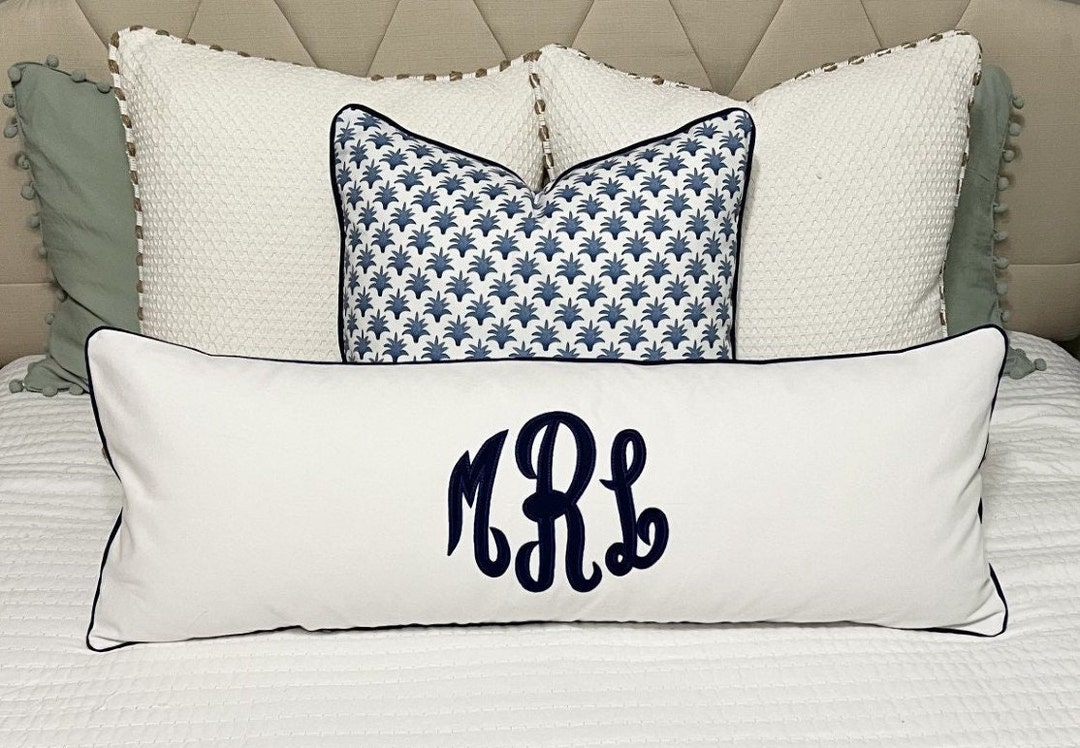 Large Monogram Applique Pillow Cover-embroidered Pillow-personalized ...