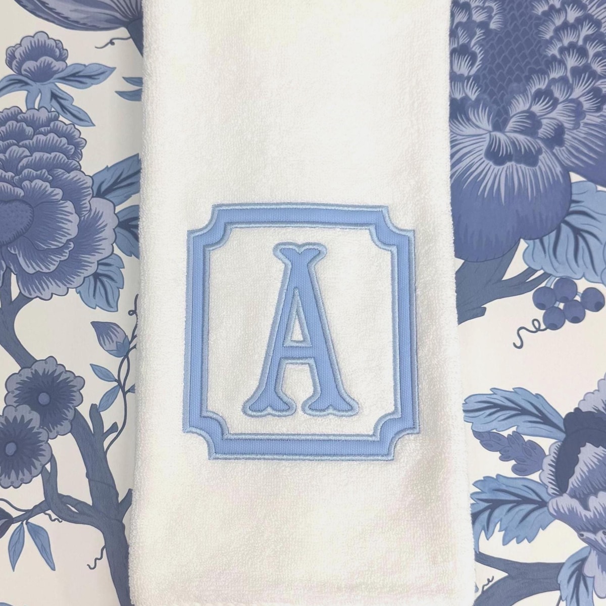 Embroidered Hand Towel Monogrammed Guest Towel Liberty London Applique Towel for Wedding Gift or Registry Bathroom Towels Customized - Etsy