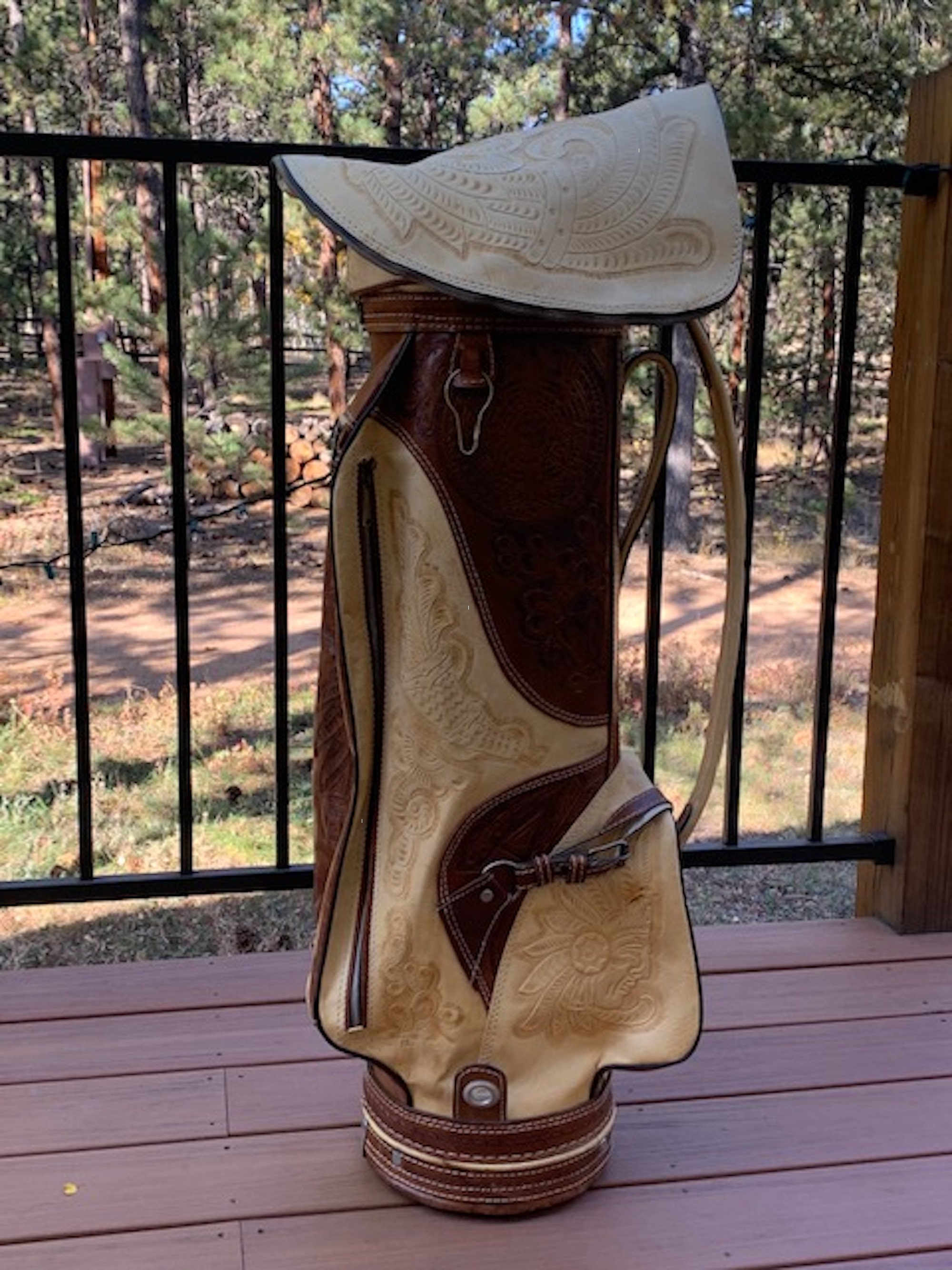 Custom Tooled TwoToned Leather Full Size Golf Bag Etsy