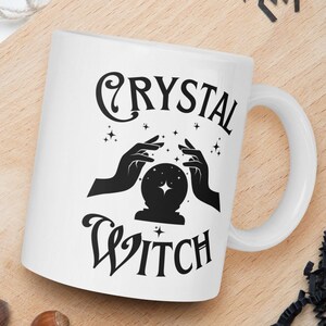 Kristall Hexe Becher, weiße Kaffeetasse Hexen Gebräu Halloween Herbst Geschenke für Hexen 11 15 20 Unze