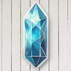 Blaues Kristall kundenspezifisches Kissen, Aquarell-Aquamarin März Geburtsstein, Geschenk für Kristallsammler