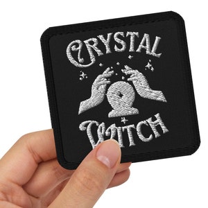 Geborduurde kristallen heks patch, Crystals Energy Reiki Healer cadeau voor Crystal Lover Rockhound