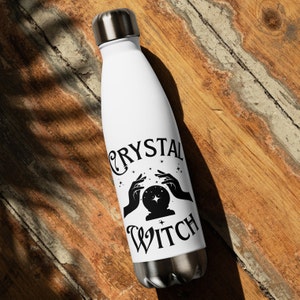 Kristallhexe Edelstahl Wasserflasche Halloween Herbst Geschenk für Kristallliebhaber