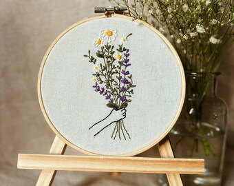 Hand Embroidered Flower Posy Wall Hanging