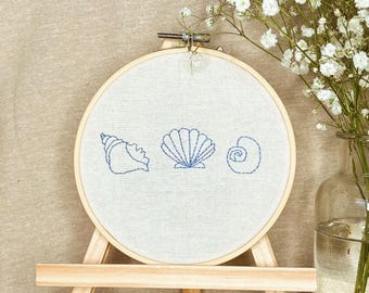 Hand Embroidered Sea Shell Wall Hanging