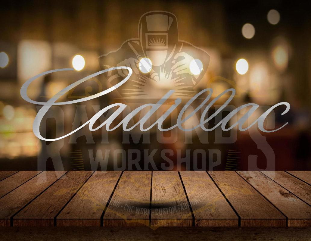 Cadillac Script Metal Wall Art: CNC Cut Steel Sign - Etsy