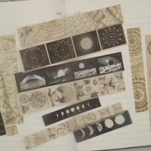 Mond Washi Aufkleber | Mond Themenstreifen Aufkleber Natur Mond Planet Notizpapier , Junk Journal