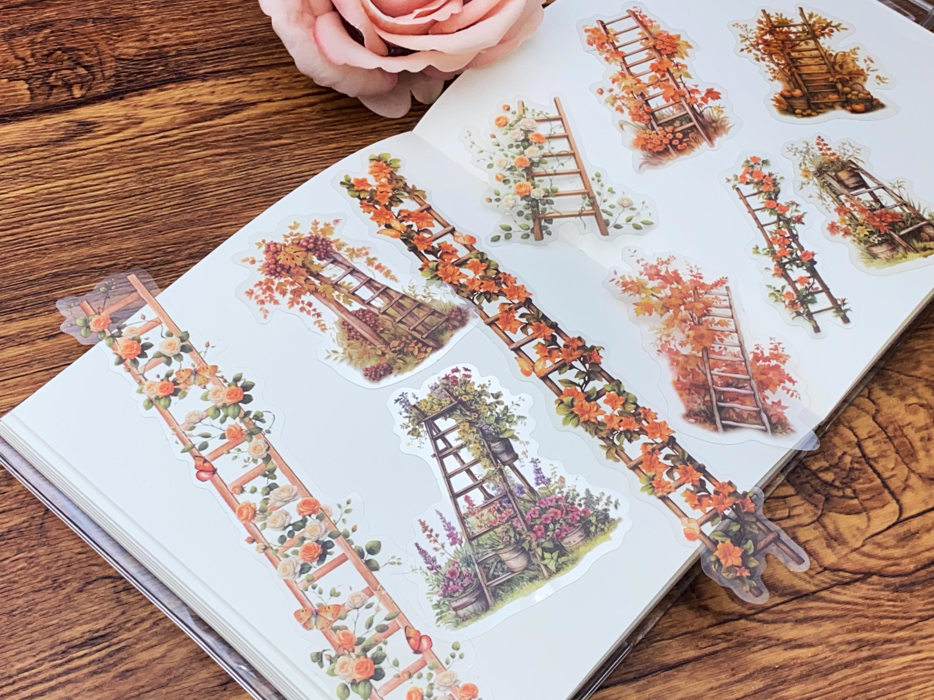Flower Ladder PET Sticker | Flower Wild Botanical Green Leaves Garden ...