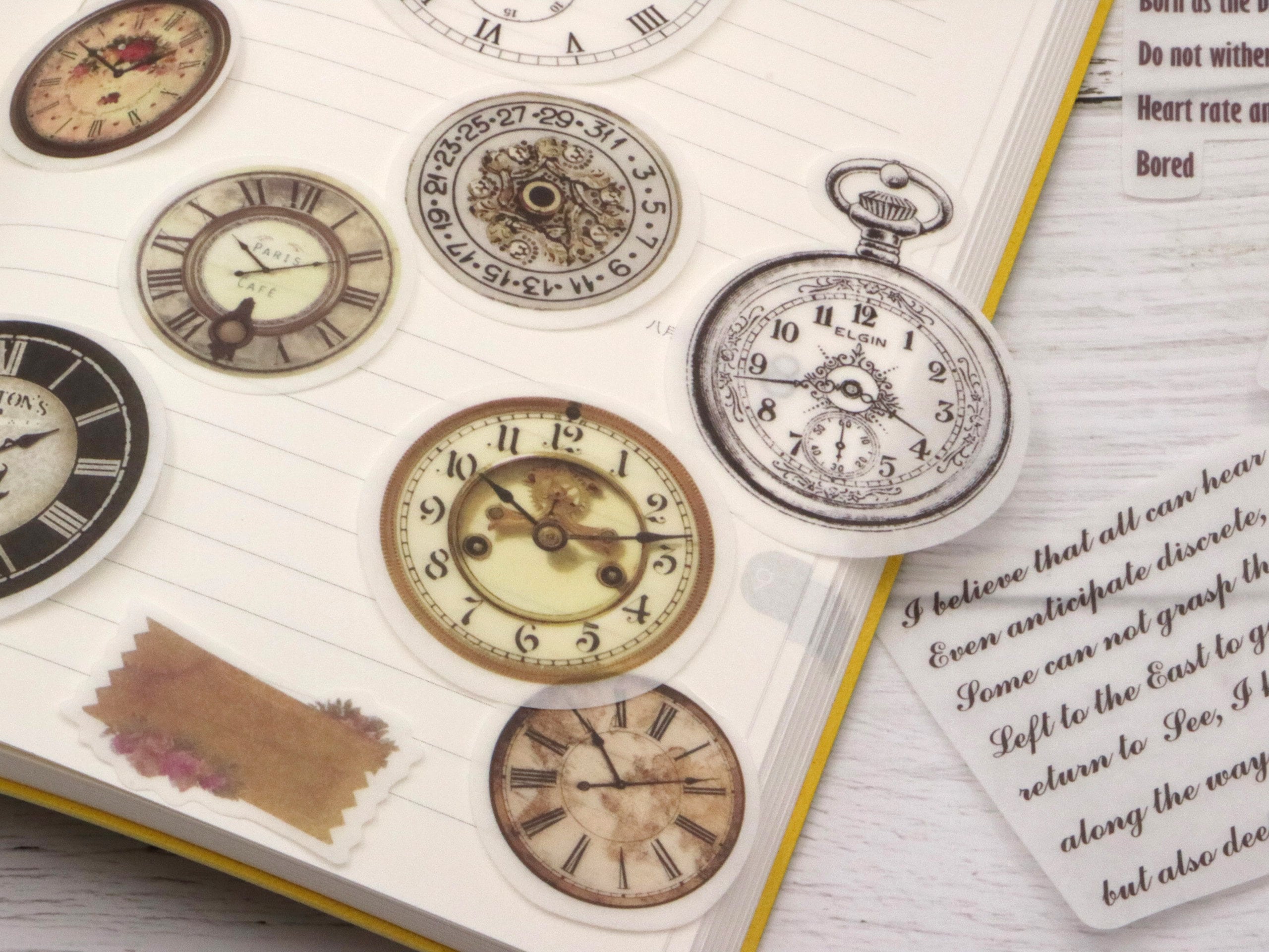 Washi Stickers | 60pcs Clock Themed , Time Round Gear Clock Antique ...