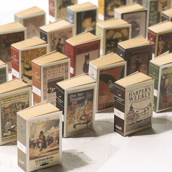 Mini libro de papel Kraft / mini diario basura amarillo, efímera de bolsillo vintage, papel fino, papelería