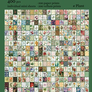 400 Sheets Mini Paper Booklet | Assorted Pattern Plant Letter Vintage ...