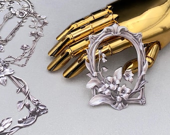 Tarjeta con marco de rosa espinosa tallada antigua vintage / 10 unidades/paquete. Papel troquelado para diario de recortes con borde de marco de fotos vintage.