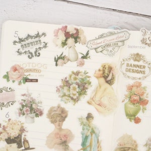 Washi stickers | flower women Victorian floral plant botanical Themed , washi paper stickers, Die Cut Stickers