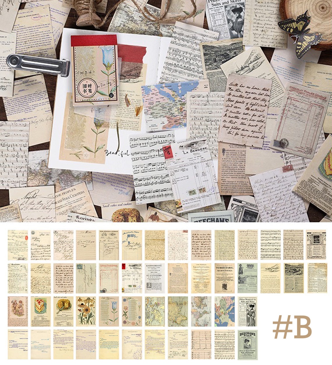 Mini Washi Sticker Booklet | Assorted Pattern Vintage Letter Fern ...